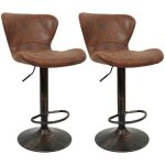Chaise de bar - homewell - blgunsav 2pcs - marron vintage - r�glable en hauteur - style industriel r�tro ...