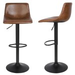 Chaises de bar industrielles - homewell - marron - r�glables en hauteur - lot de 2