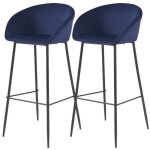 Lot de 2 chaises de bar 75 cm en velours bleu - marquise - rendez - vous d�co
