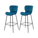 Lot de 2 chaises de bar 75 cm en velours bleu - mazzia - rendez - vous d�co