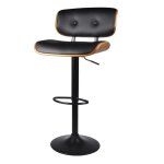 Chaise de bar r�glable 65 / 86 cm en cuir synth�tique noir - melchior - rendez - vous d�co