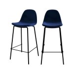 Lot de 2 chaises pour lot central 65 cm en velours bleu fonc - henrik - rendez - vous dco