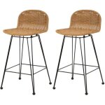 Lot de 2 chaises de bar mi - hauteur 63 cm en rsine tresse marron - jigani - rendez - vous dco