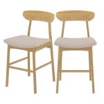 Lot de 2 chaises pour �lot central 66 cm en tissu beige et bois - lana - rendez - vous d�co