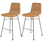 Lot de 2 chaises de bar mi - hauteur 63 cm en rsine tresse marron - mandya - rendez - vous dco