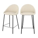 Lot de 2 chaises pour îlot central 65 cm en tissu bouclette blanc - misty - rendez - vous déco Lot de 2 chaises pour îlot central 65 cm en tissu bouclette blanc - misty - rendez - vous déco