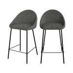Lot de 2 chaises pour �lot central 65 cm en tissu bouclette gris - misty - rendez - vous d�co