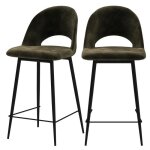 Lot de 2 chaises pour �lot central 65 cm en velours vert - p�n�lope - rendez - vous d�co