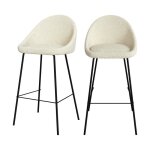 Lot de 2 chaises de bar en tissu bouclette blanche 75 cm - misty - rendez - vous déco Lot de 2 chaises de bar en tissu bouclette blanche 75 cm - misty - rendez - vous déco