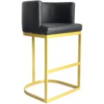 Menzzo chaise de bar noellie simili p. u. noir pieds or