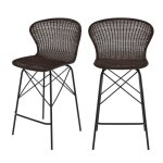 Lot de 2 chaises pour îlot central 63 cm en résine tressée marron - palma - rendez - vous déco Lot de 2 chaises pour îlot central 63 cm en résine tressée marron - palma - rendez - vous déco
