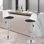 Chaise de bar en pu - homewell - lot de 2 - blanc et noir - 37 * 33 * (83 - 103)cm