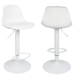 Chaises de bar en pu - homewell - rotation 360� - hauteur r�glable - blanc - lot de 2