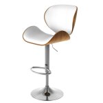Chaise de bar r�glable 63 / 84 cm en cuir synth�tique blanc - baudoin - rendez - vous d�co
