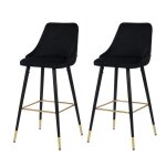 Lot de 2 chaises de bar 77. 5 cm en velours noir - aristote - rendez - vous déco Lot de 2 chaises de bar 77. 5 cm en velours noir - aristote - rendez - vous déco
