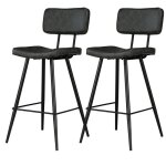 Lot de 2 chaises de bar mi - hauteur 66 cm cuir synthtique gris / noir - texas - rendez - vous dco