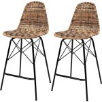 Lot de 2 chaises de bar 63 cm en rsine tress marron - tiptur - rendez - vous dco