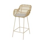 Chaise de bar en rotin coussin en tissu et pieds en mtal beige 71 cm - chilo - rendez - vous dco