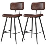Lot de 2 chaises de bar mi - hauteur 66 cm en cuir synthétique marron - texas - rendez - vous déco Lot de 2 chaises de bar mi - hauteur 66 cm en cuir synthétique marron - texas - rendez - vous déco