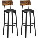 Chaises de bar vasagle - style industriel - marron rustique et noir - lot de 2 - 39 x 39 x 100 cm Chaises de bar vasagle - style industriel - marron rustique et noir - lot de 2 - 39 x 39 x 100 cm