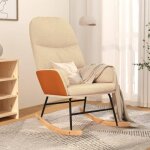 Chaise  bascule - blanc crme - tissu - similicuir - 1 place - design contemporain