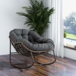 Chaise  bascule dextrieur en osier - okwish - rocking chair  bascule rembourre - pour porche salon ...