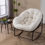 Chaise  bascule dextrieur en rotin - okwish - rocking chair  bascule rembourre - pour porche salon ...