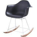 Chaise  bascule scandinave romy - noir - pieds en bois massif - design salle  manger salon - 65 x 62 ...
