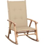 Chaise � bascule - vidaxl - 3063906 - bambou massif - coussin imperm�able - r�sistante aux intemp�ries ...