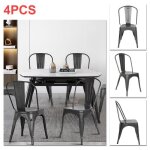 Chaises de bistro en m�tal - xuanyu - r�tro - gris - 4 places - dossier amovible