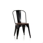 Chaise de bistrot - hjh office - vantaggio comfort w - noir - acier / bois