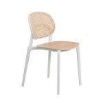 Chaise blanche assise bois et cannage naturel