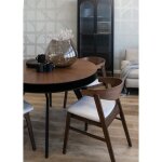 Chaise en bois - selsey - panize - noyer / beige - salle  manger - bois de chne plaqu - scandinave ...