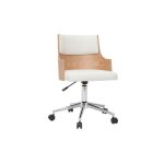Miliboo - chaise de bureau à roulettes design blanc bois clair et acier chromé mayol Miliboo - chaise de bureau à roulettes design blanc bois clair et acier chromé mayol