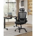Chaise de bureau ergonomique en toile support lombaire rembourré mécanisme à bascule accoudoirs rabattables ... Chaise de bureau ergonomique en toile support lombaire rembourré mécanisme à bascule accoudoirs rabattables ...