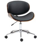 Chaise de bureau manager design vintage pivotante rglable bois peuplier acier chrom synthtique noir ...