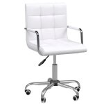 Chaise de bureau - homcom - fauteuil manager pivotant r�glable capitonn� mobilier - synth�tique - blanc ...