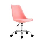 Chaise de bureau - thinia home - eyre - rose - 97x47x58cm - ergonomique  roulettes
