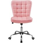 Chaise de bureau  roulettes yaheetech - modle rose - assise rglable et sige dossier rembourrs