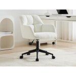 Chaise de bureau - tissu bouclette - blanc et noir - hauteur r�glable - pega