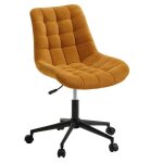 Chaise de bureau vasilo fauteuil en velours c�tel� jaune moutarde avec pi�tement en m�tal laqu� noir ...