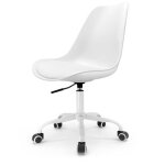 Chaise de bureau scandinave  roulettes avec hauteur rglable coussin dassise intgr - blanche