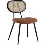 Lot de 2 chaises en cannage et tissu boucle rouille elena