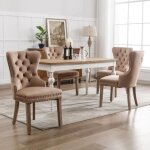 Lot de 4 chaises capitonnées marron en velours - style classique & design - pieds en bois - chaises de ... Lot de 4 chaises capitonnées marron en velours - style classique & design - pieds en bois - chaises de ...