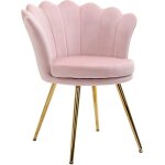 Fauteuil coquillage - homcom - chaise coiffeuse velours pieds m�tal dor� salon chambre - velours - rose ...