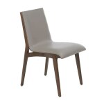 Chaise en cro�te de cuir et bois noyer - noyer - vison