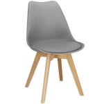 Chaise de cuisine springos - pieds en bois - gris - capacit de charge 125 kg