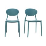 Miliboo - chaises design empilables bleu canard int�rieur - ext�rieur (lot de 2) anna