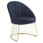 Menzzo chaise design avec dossier arrondi effet drap� pralion pied or et tissu noir - chaises salle � ...