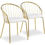 Menzzo lot de 2 chaises / fauteuils eventille simili blanc - chaises salle � manger